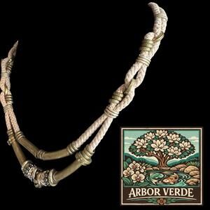 Loft Necklace Bib Earthy Boho natural cord tiny sparkle 18" Perfect 2010s